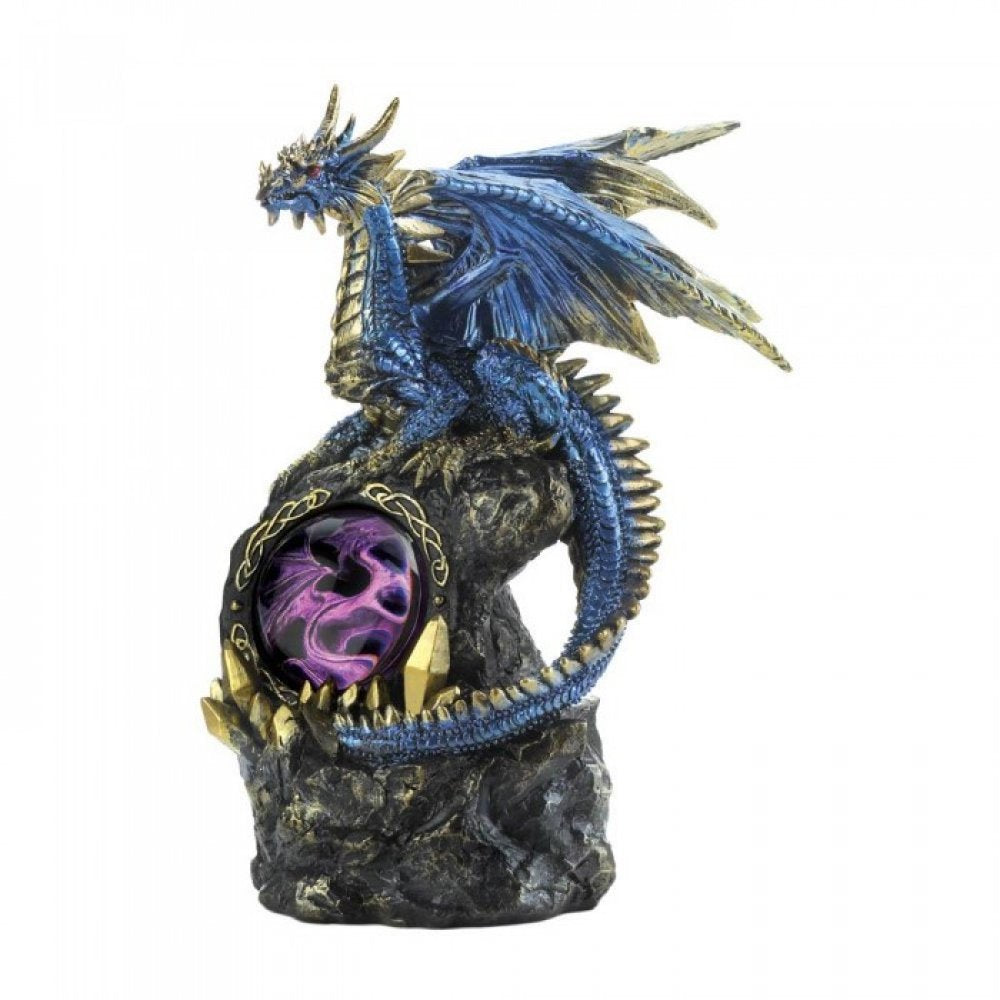 Lighted Blue Dragon On Rocks