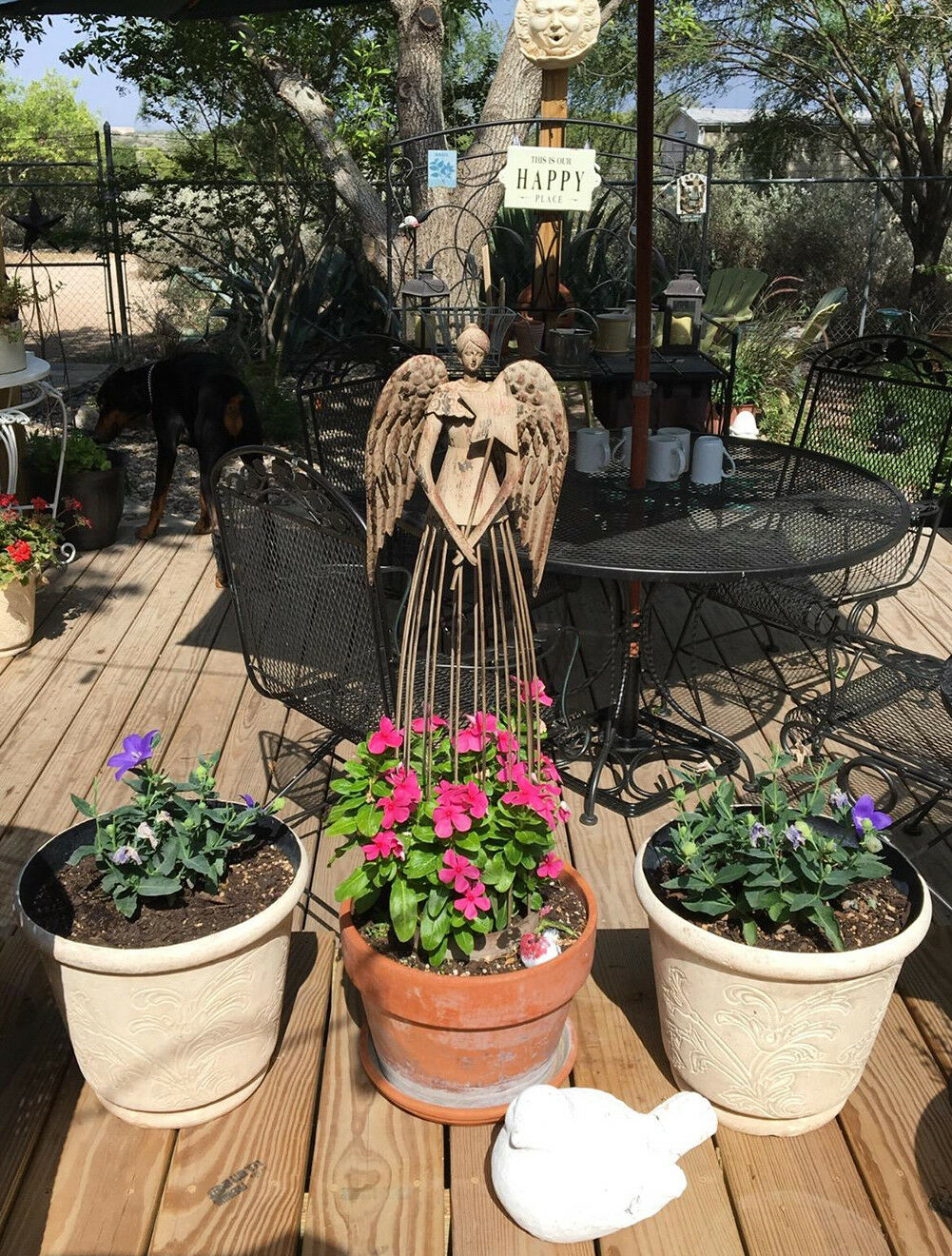 Antiqued Metal Angel Garden Statue