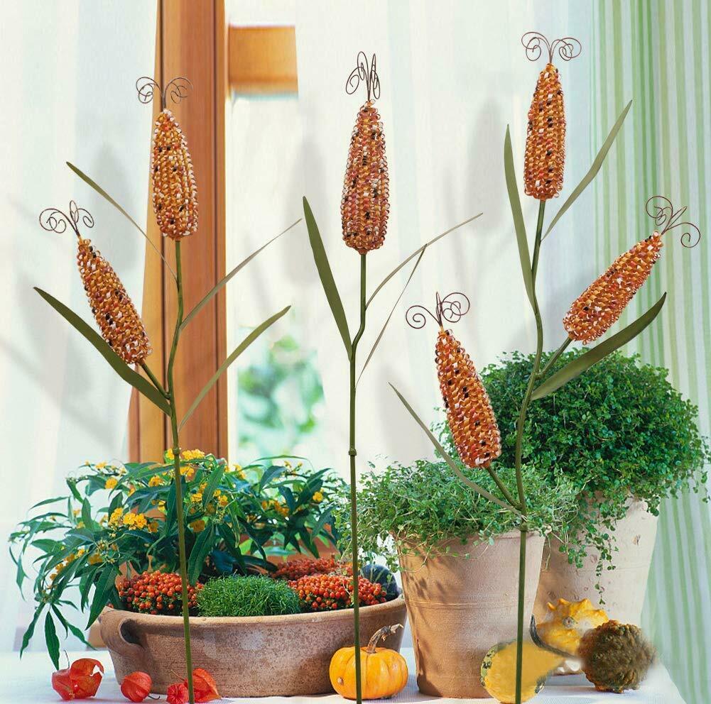 Metal Harvest Corn Stalk Decoration Set
