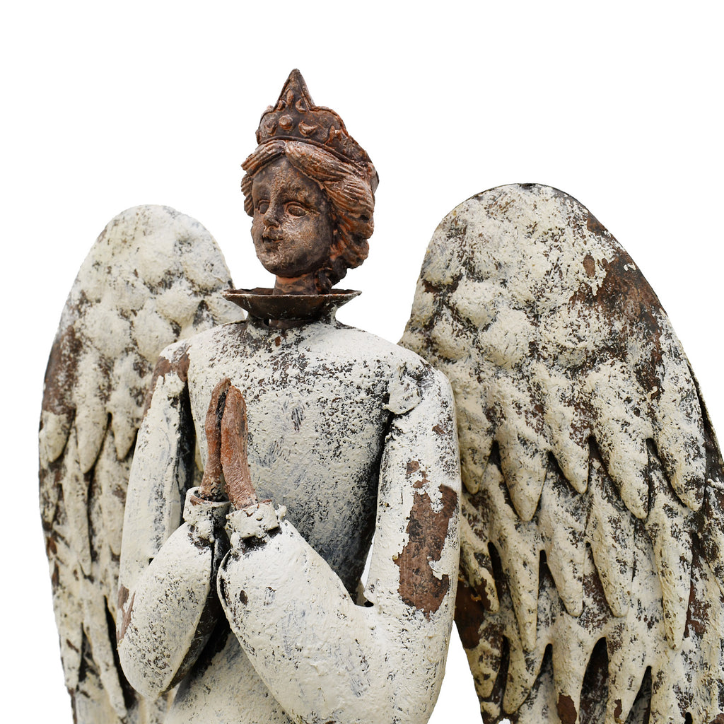 Antiqued Metal Angel Garden Statue