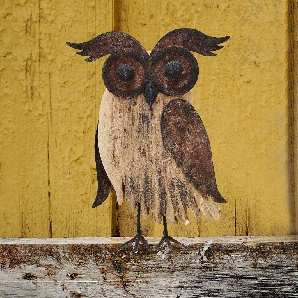 Wooden Metal Owl Set