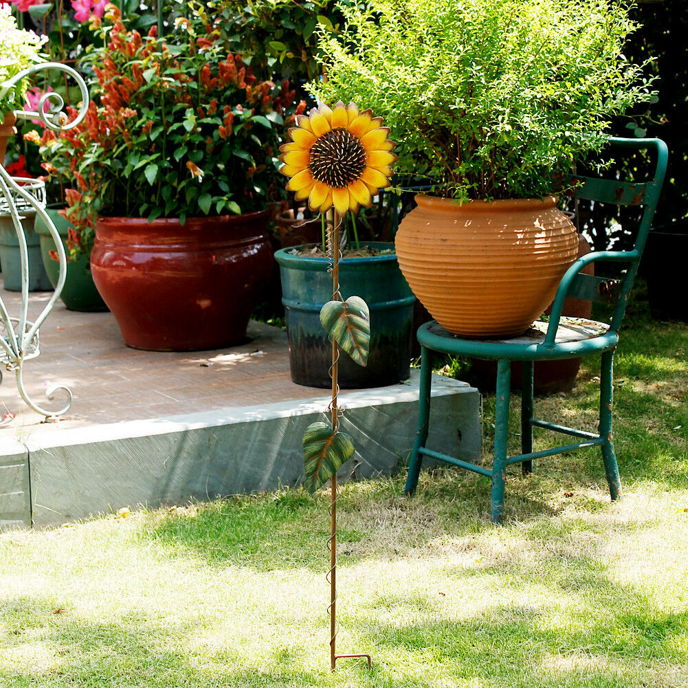 Metal Sunflower Garden Stake