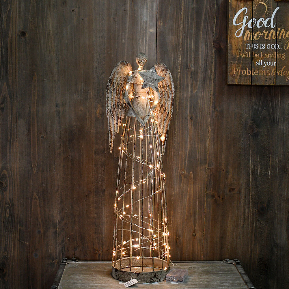 Antiqued Metal Angel Garden Statue