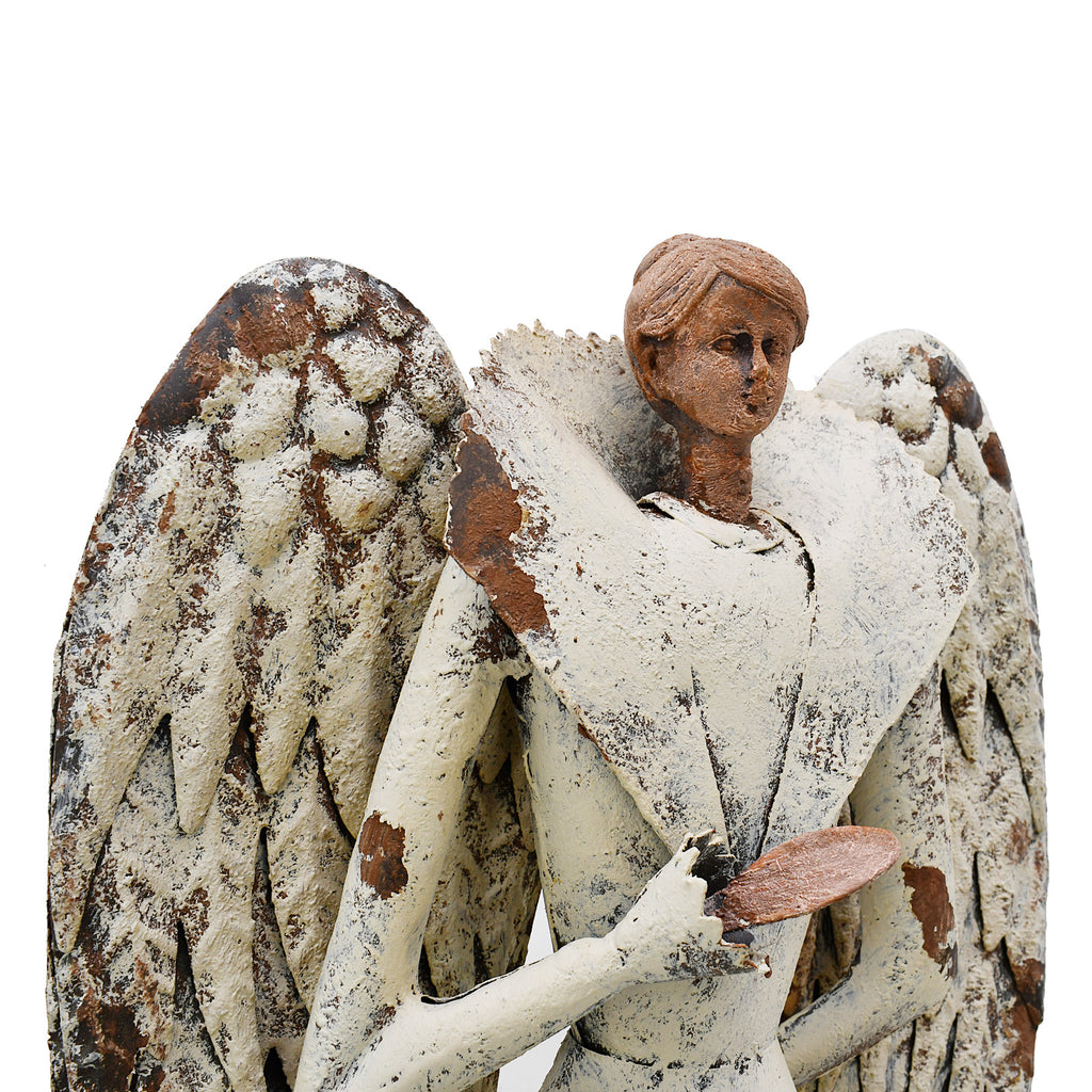 Antiqued Metal Angel Garden Statue