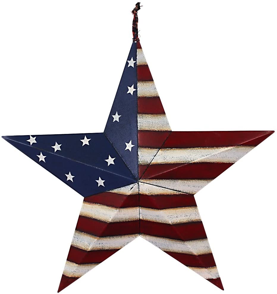 Metal American Barn Star Stripes 21"