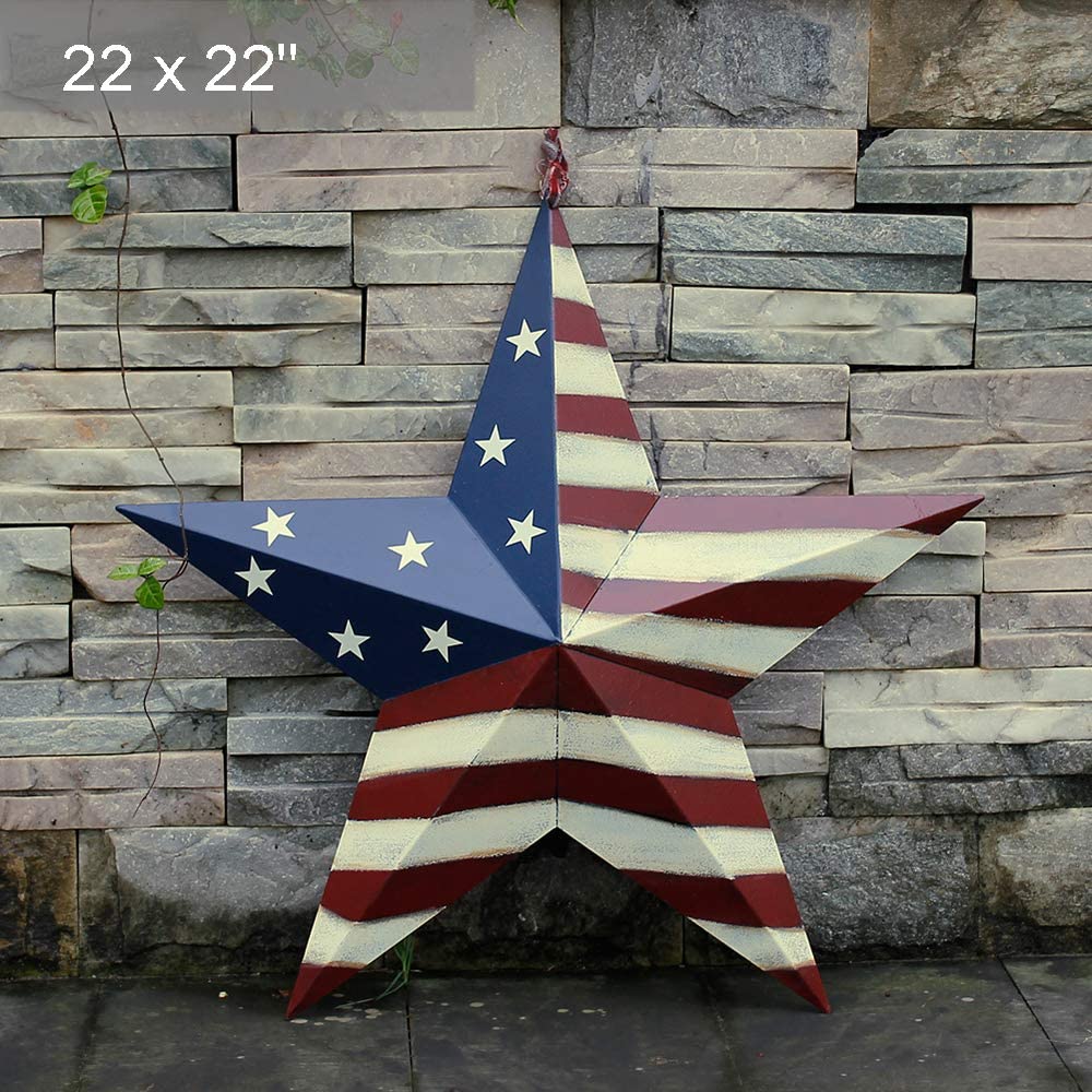 Metal American Barn Star Stripes 21"