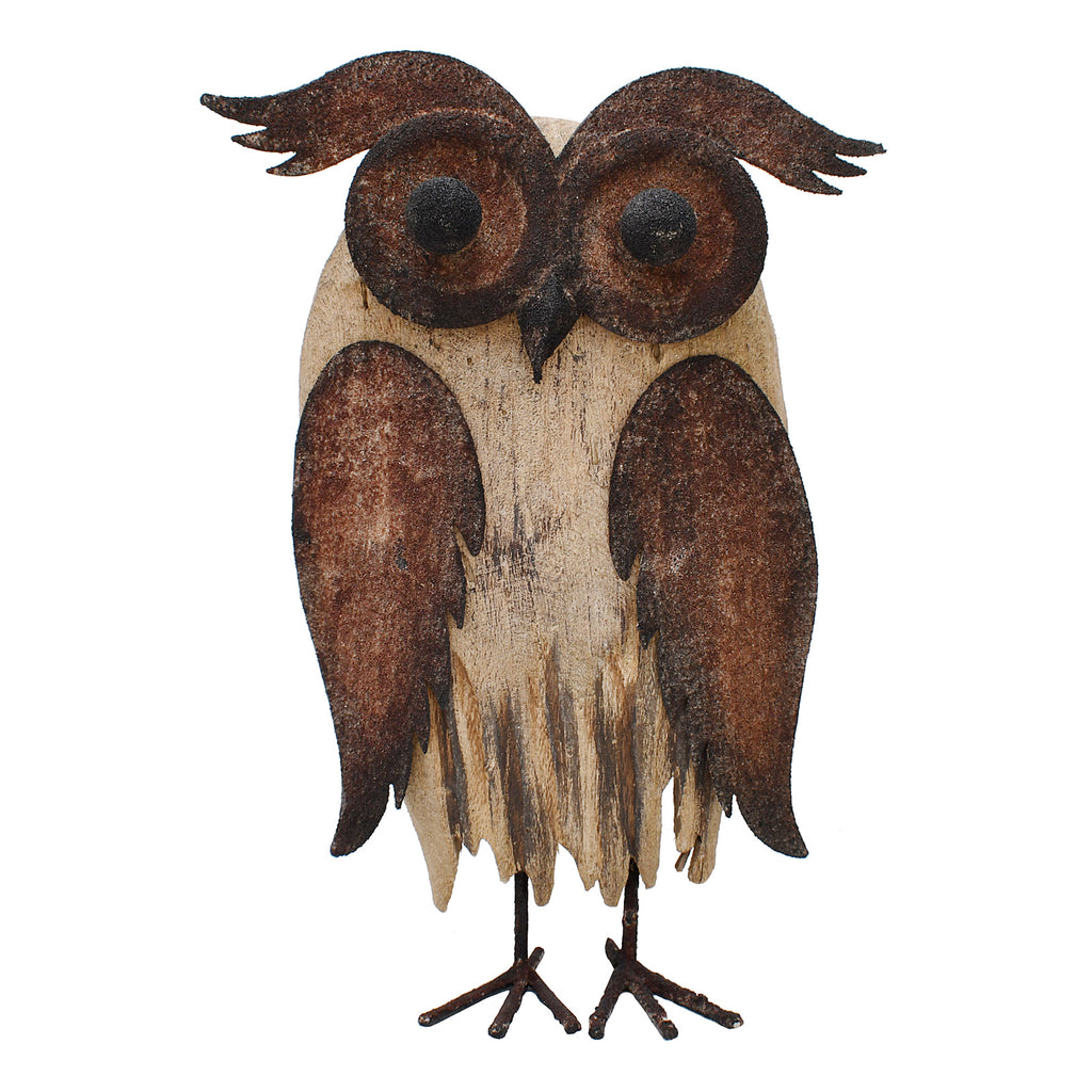 Wooden Metal Owl Set