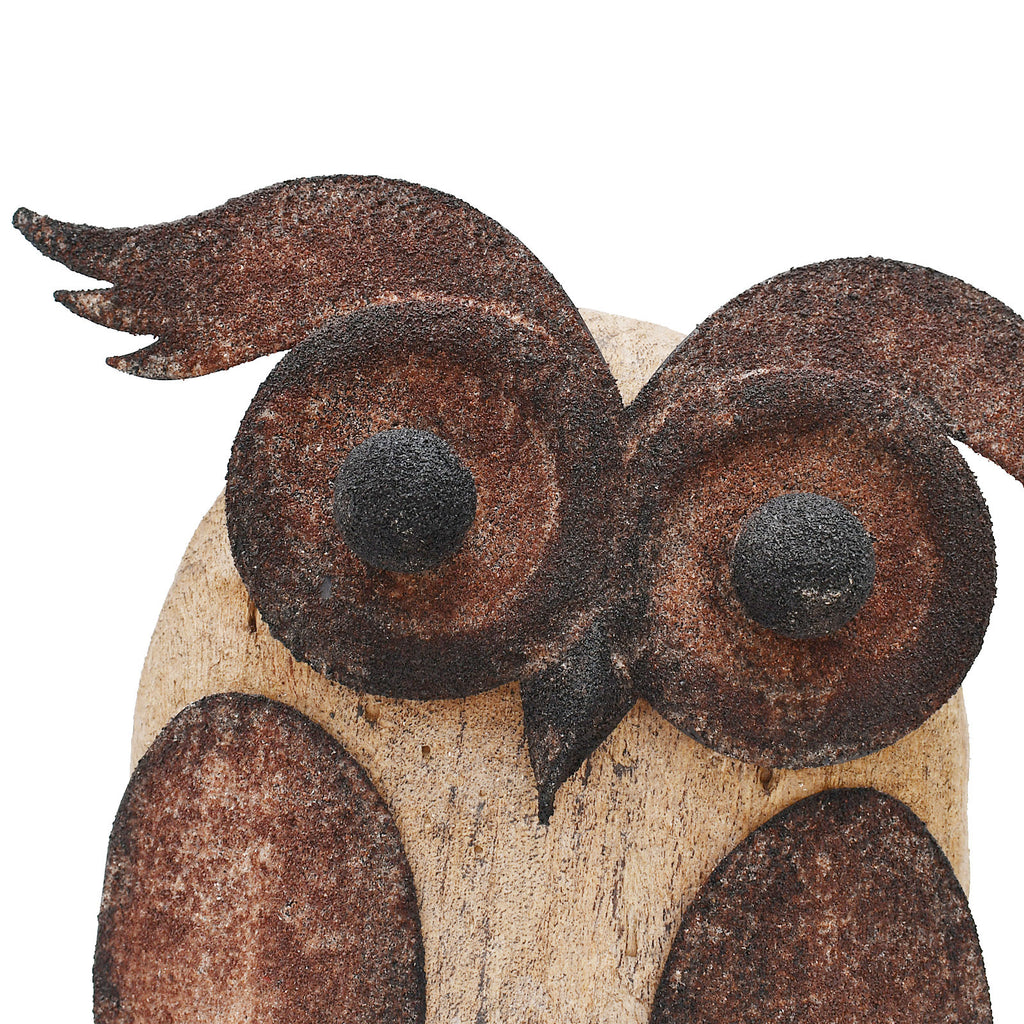 Wooden Metal Owl Set