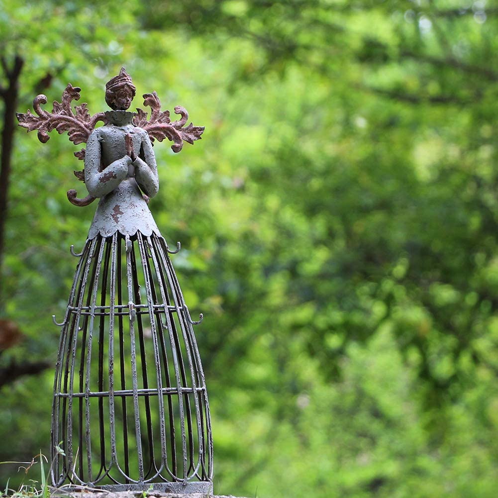 Antiqued Metal Angel Garden Statue