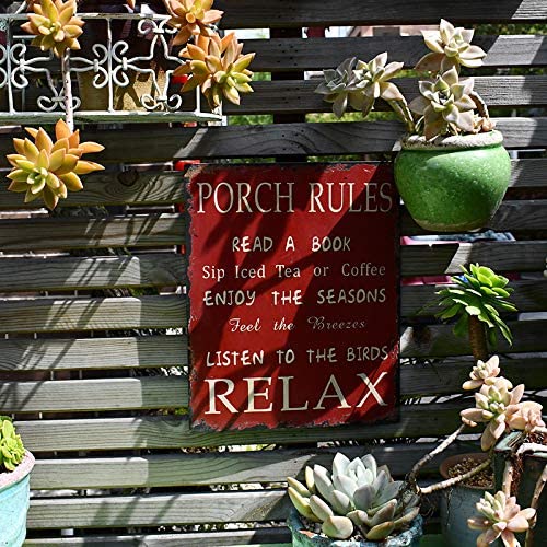 Vintage Metal Porch Rules Sign