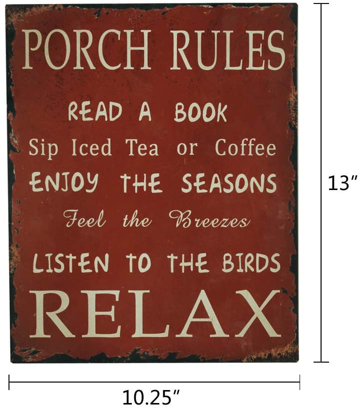 Vintage Metal Porch Rules Sign