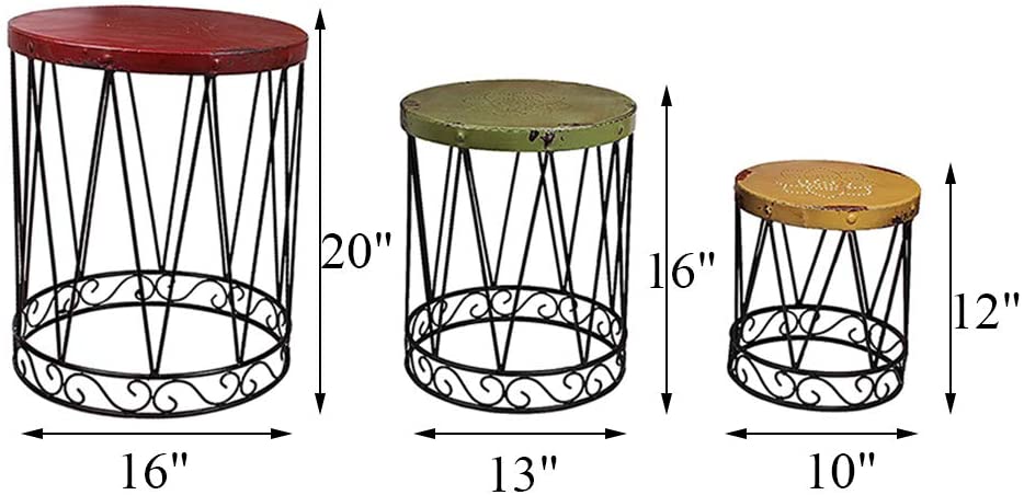 Nostalgia Metal Side End Table Set of 3