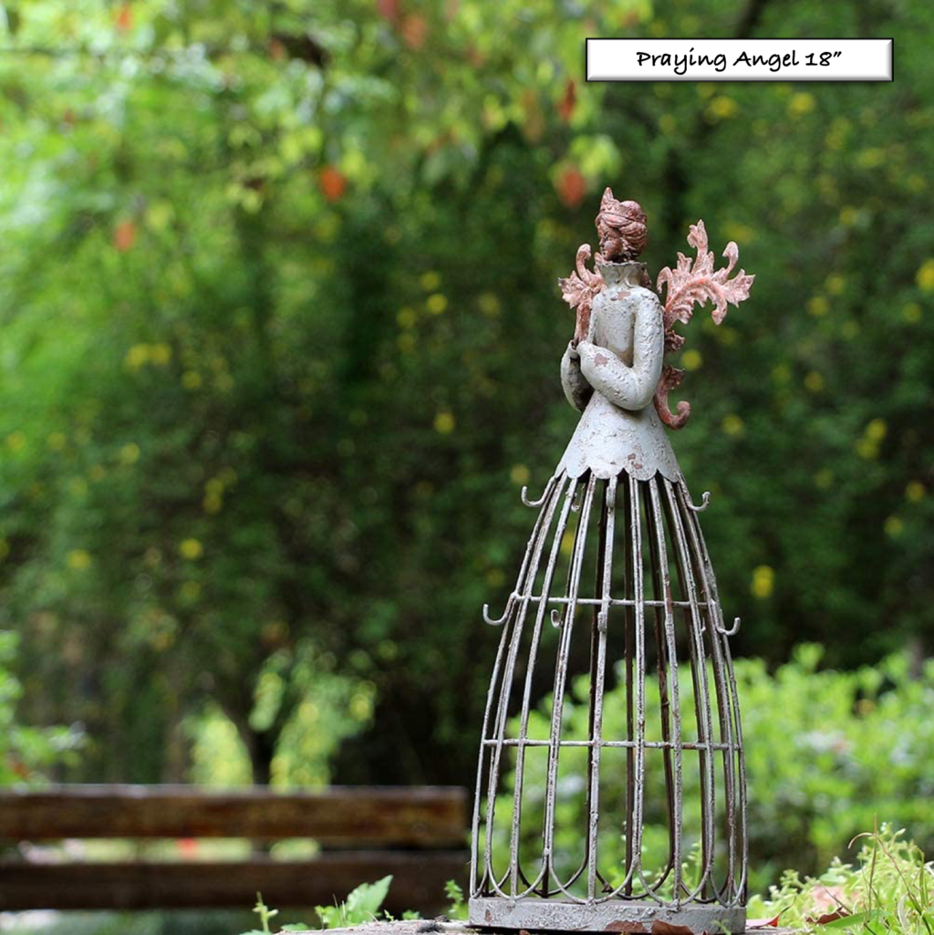 Antiqued Metal Angel Garden Statue