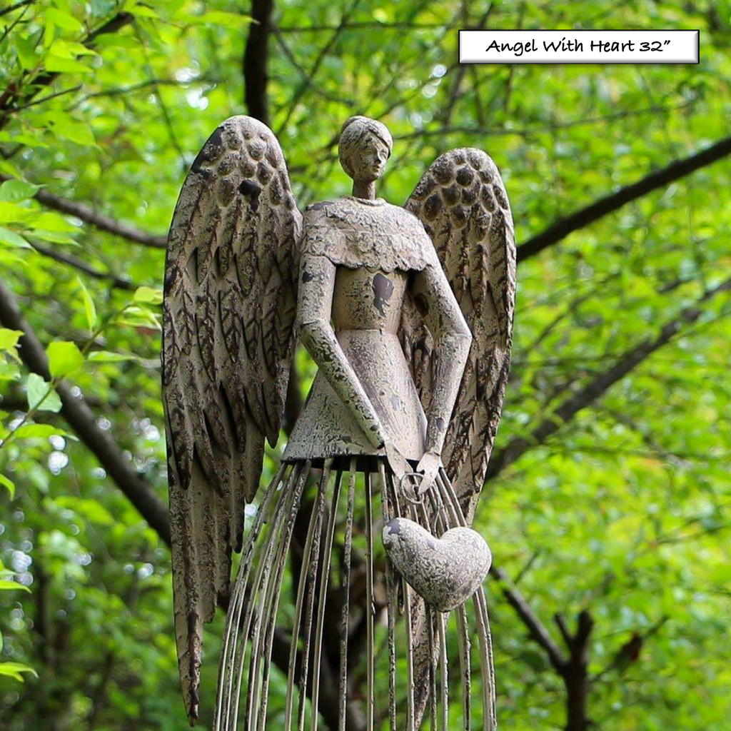 Antiqued Metal Angel Garden Statue