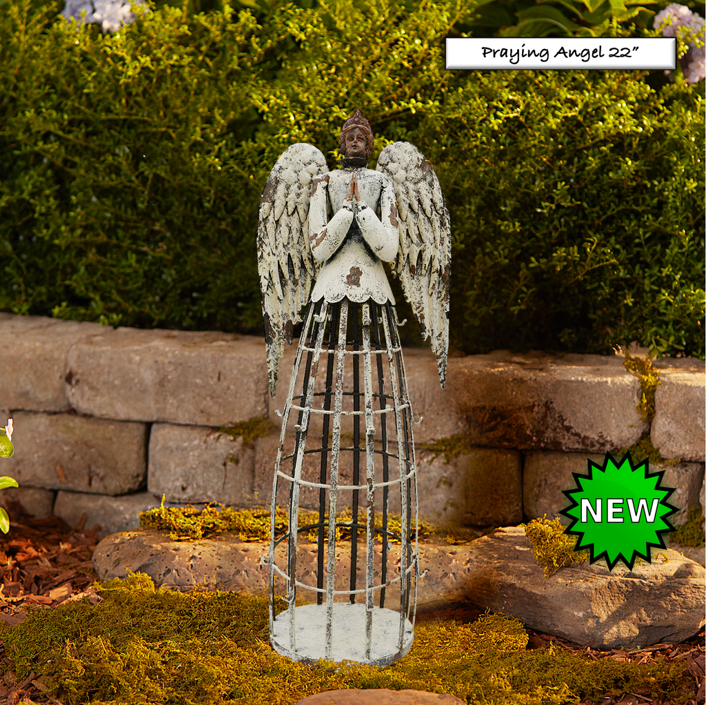 Antiqued Metal Angel Garden Statue