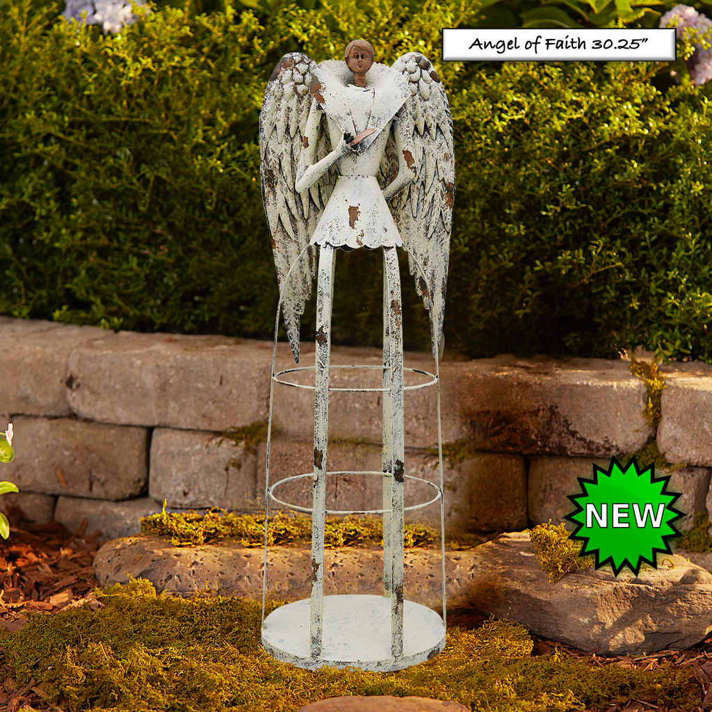 Antiqued Metal Angel Garden Statue