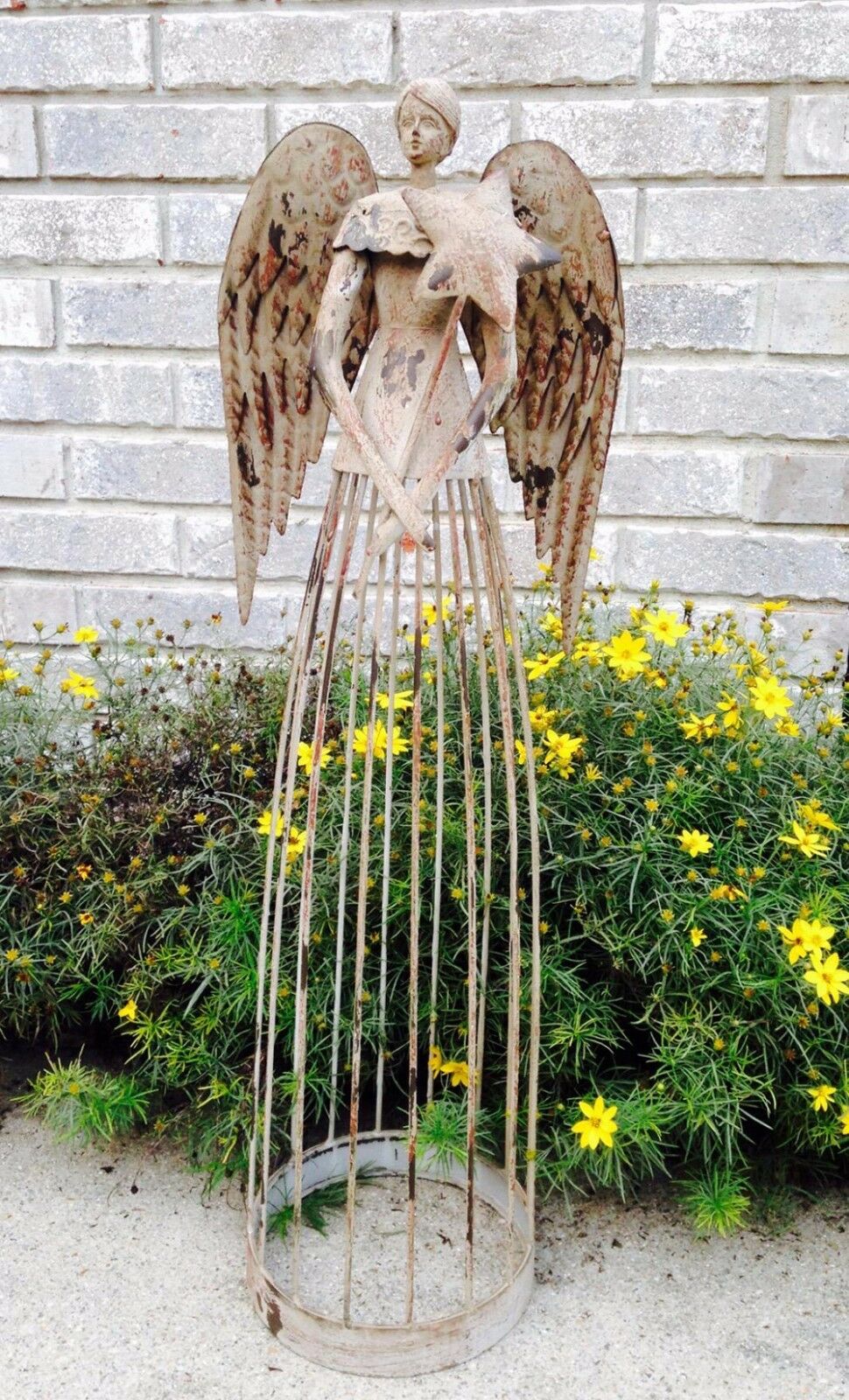 Antiqued Metal Angel Garden Statue