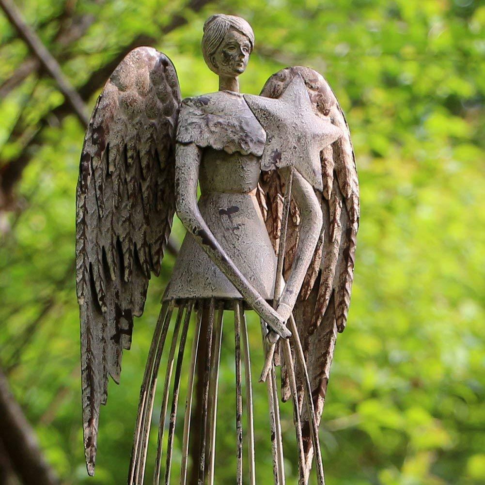 Antiqued Metal Angel Garden Statue