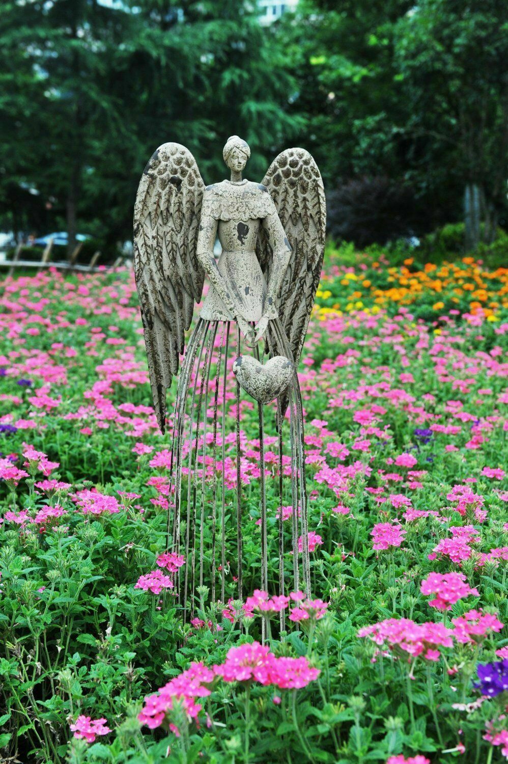 Antiqued Metal Angel Garden Statue